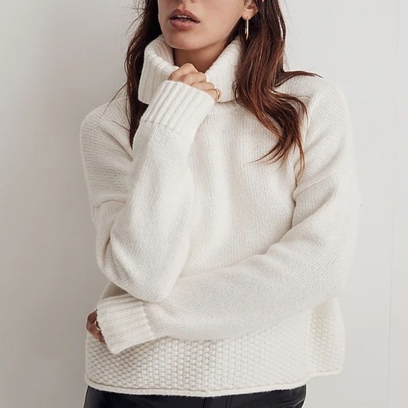 Madewell Sweaters - Madewell Sadler Turtleneck Ivory Sweater Sz 1X Knit Wool Pullover